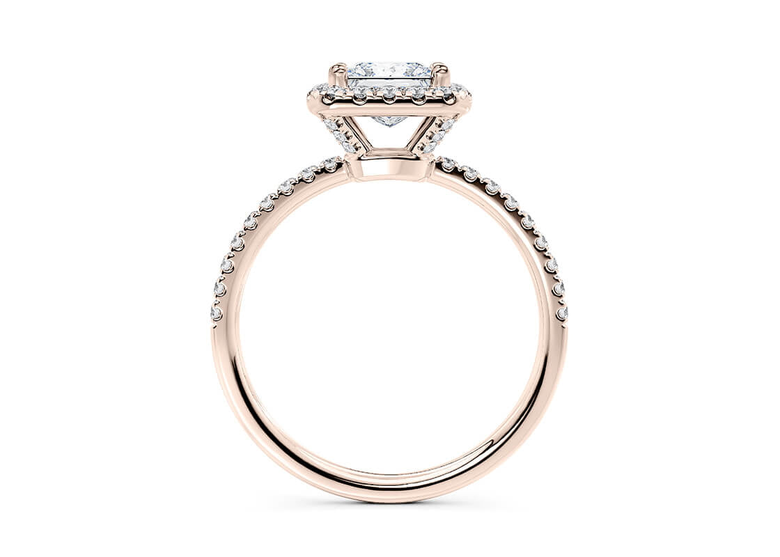 Isabella Halo Rose Gold 18k Princess Engagement Ring