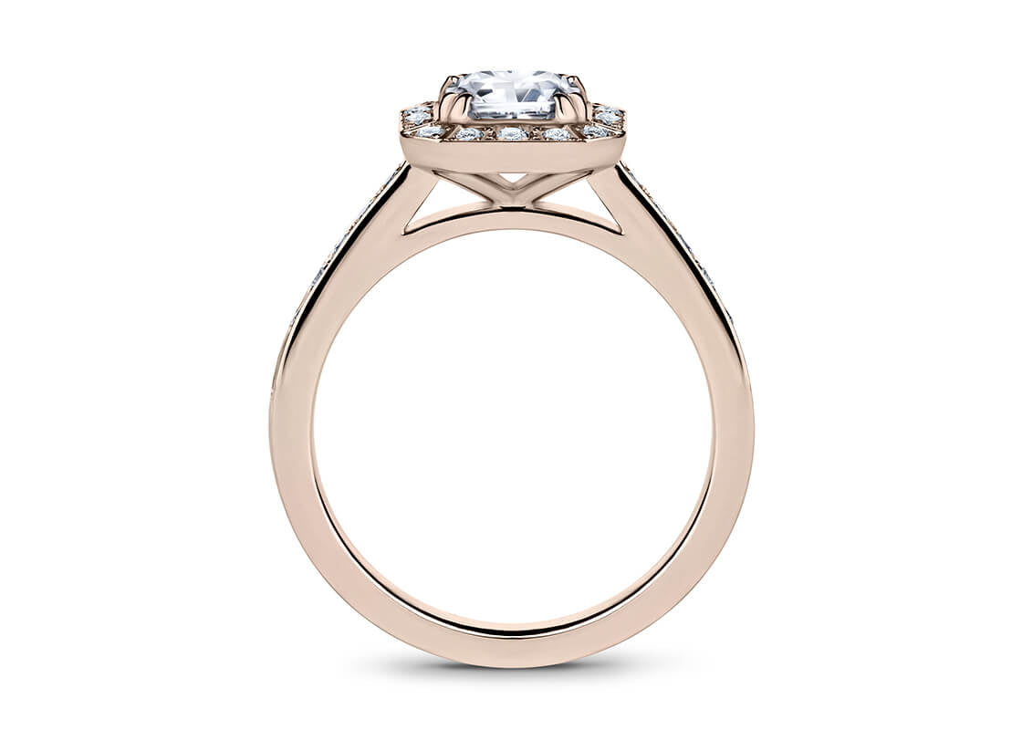 Zelda Halo Rose Gold 18k Asscher Engagement Ring