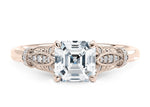 Jasmine Vintage Rose Gold 18k Asscher Engagement Ring