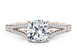 Oxford Diamond Band Rose Gold 18k Cushion Engagement Ring