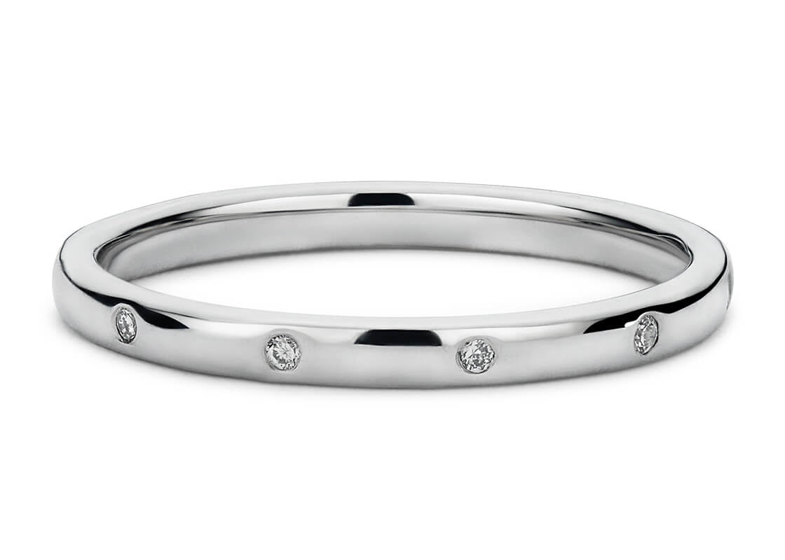 5 stones White Gold 18k Wedding Band