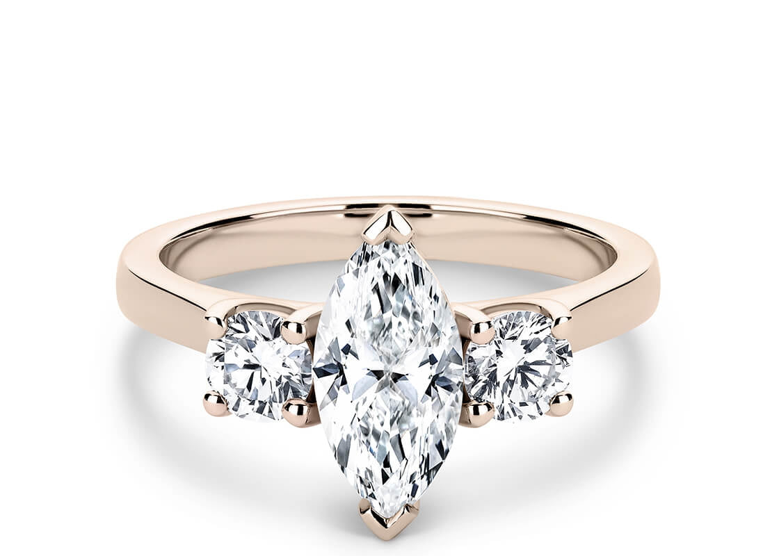 Roma Trilogy Rose Gold 18k Marquise Engagement Ring