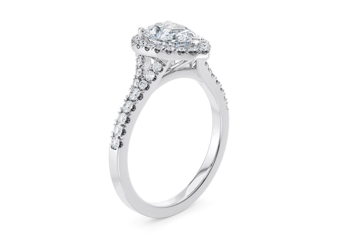 Battersea Halo Platinum Pear Engagement Ring