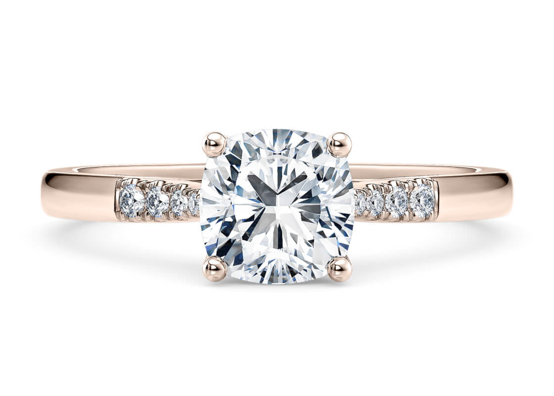 Thea Diamond Band Rose Gold 18k Cushion Engagement Ring