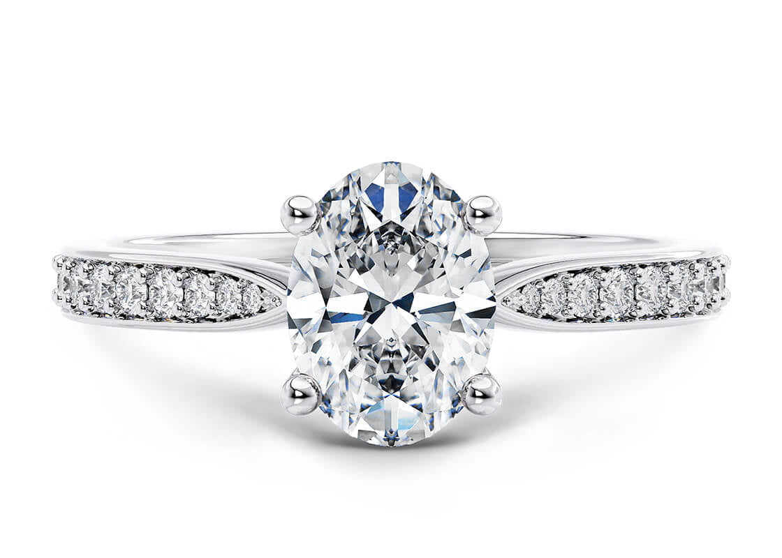 Victoria Diamond Band Platinum Oval Engagement Ring