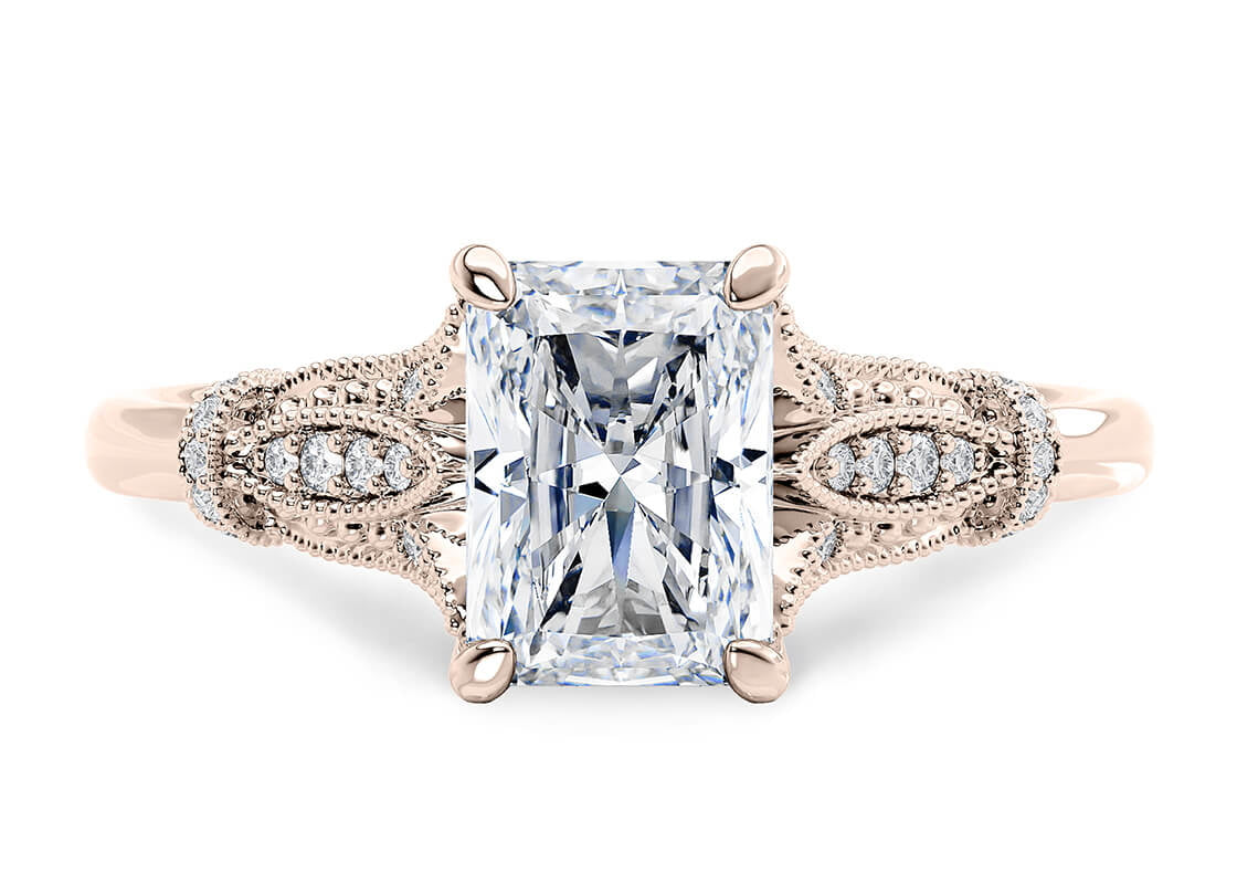 Jasmine Vintage Rose Gold 18k Radiant Engagement Ring