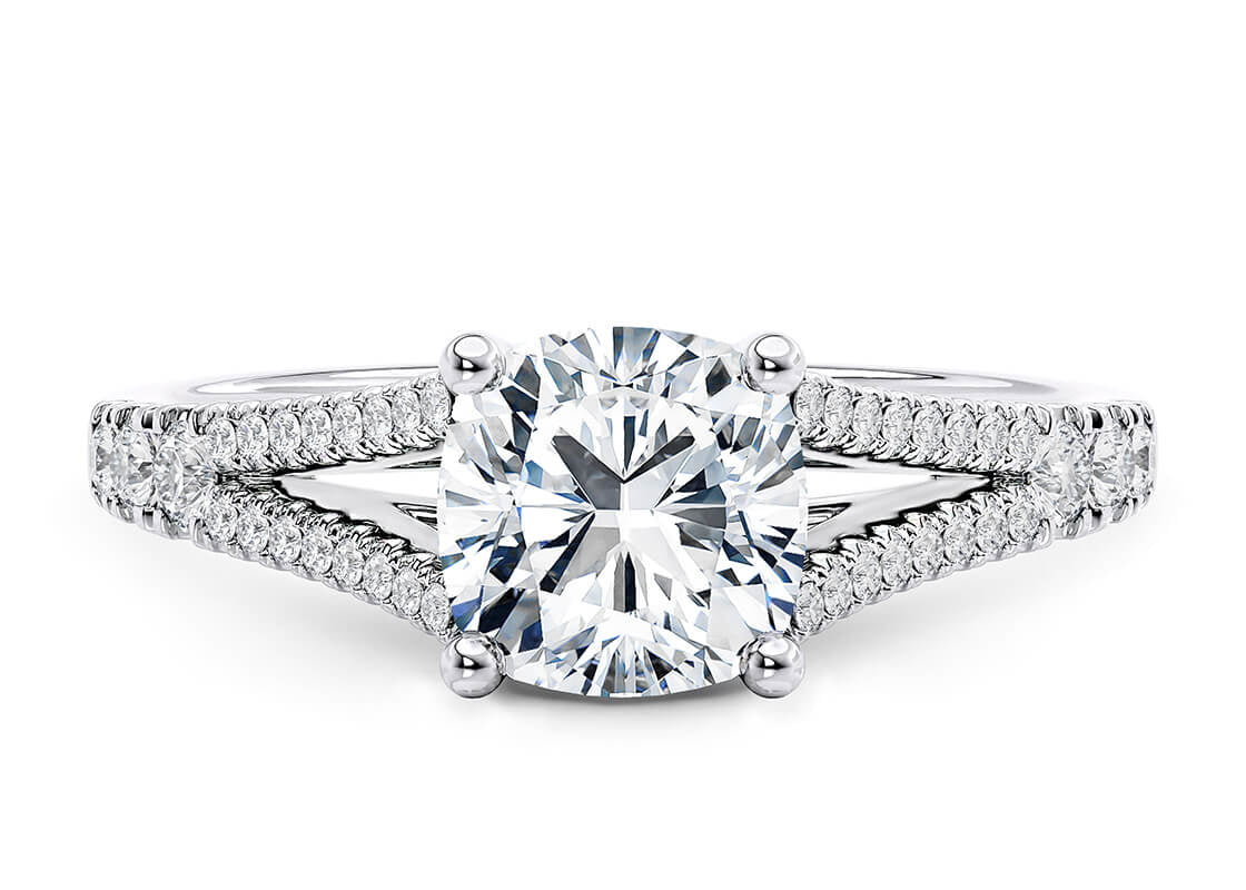 Oxford Diamond Band Platinum Cushion Engagement Ring
