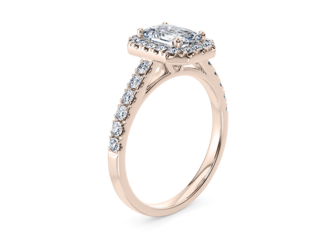 Medici Halo Rose Gold 18k Emerald Engagement Ring