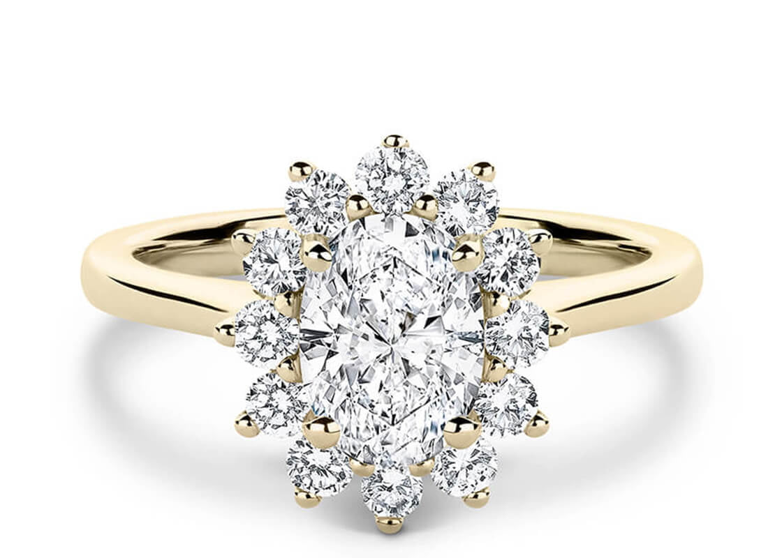 Edwardia Halo Yellow Gold 18k Oval Engagement Ring