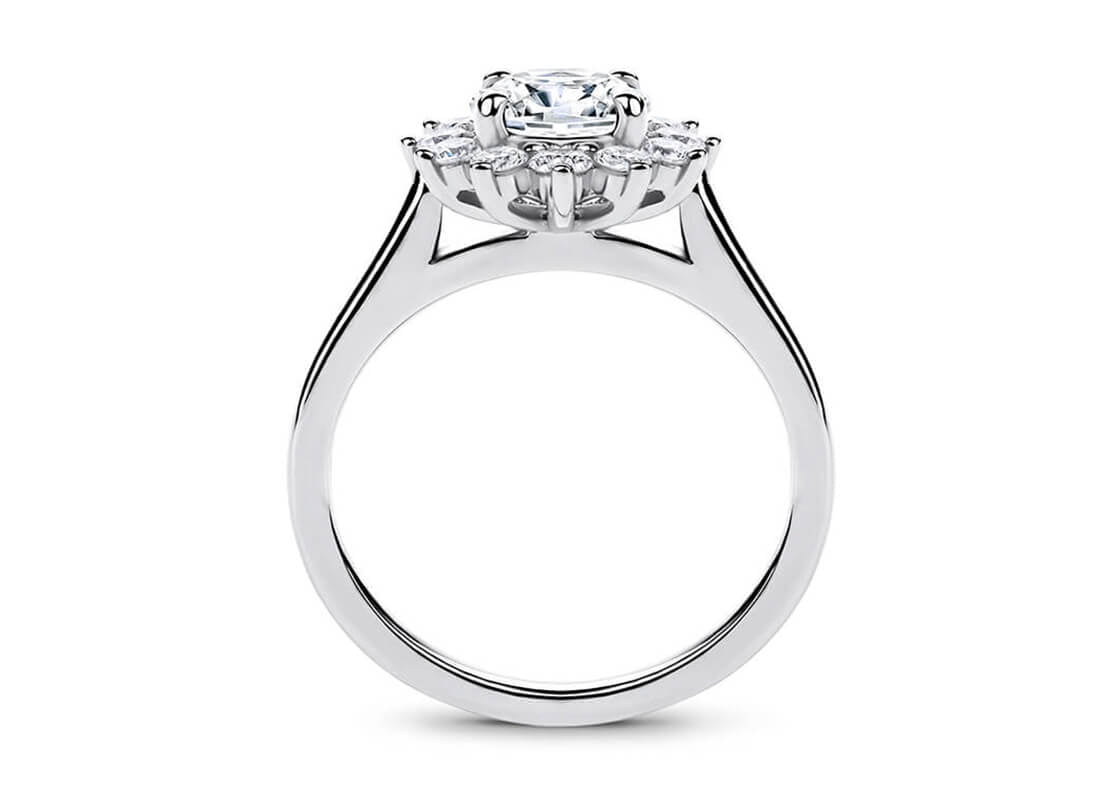 Edwardia Halo Platinum Round Engagement Ring