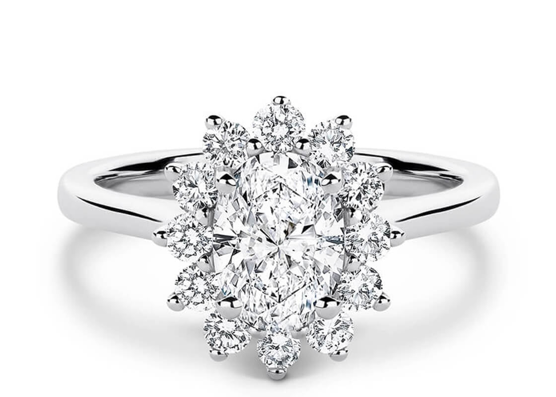 Edwardia Halo Platinum Oval Engagement Ring