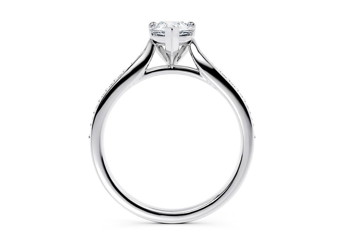 Victoria Diamond Band Platinum Pear Engagement Ring