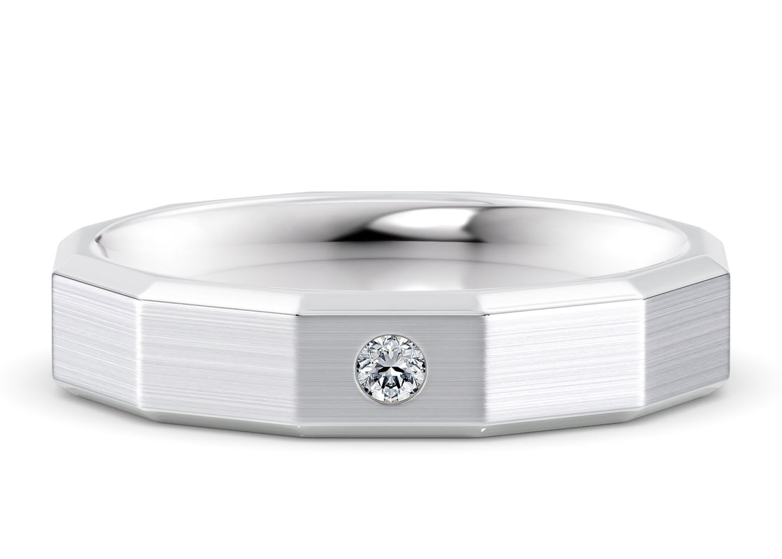 Atlas Brushed  White Gold 18k Wedding Band