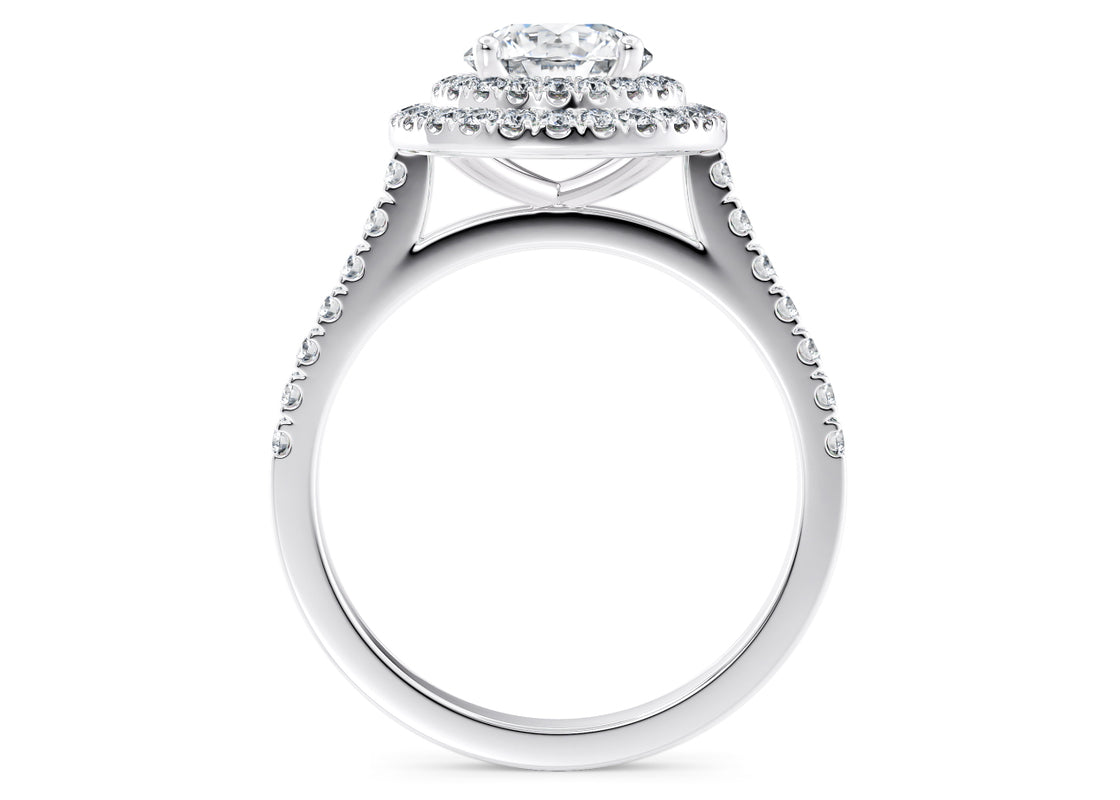 Empress Halo Platinum Round Engagement Ring