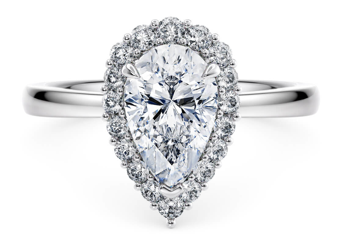 Esther Halo Platinum Pear Engagement Ring