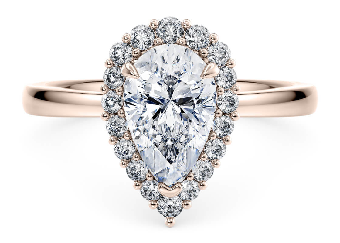 Esther Halo Rose Gold 18k Pear Engagement Ring