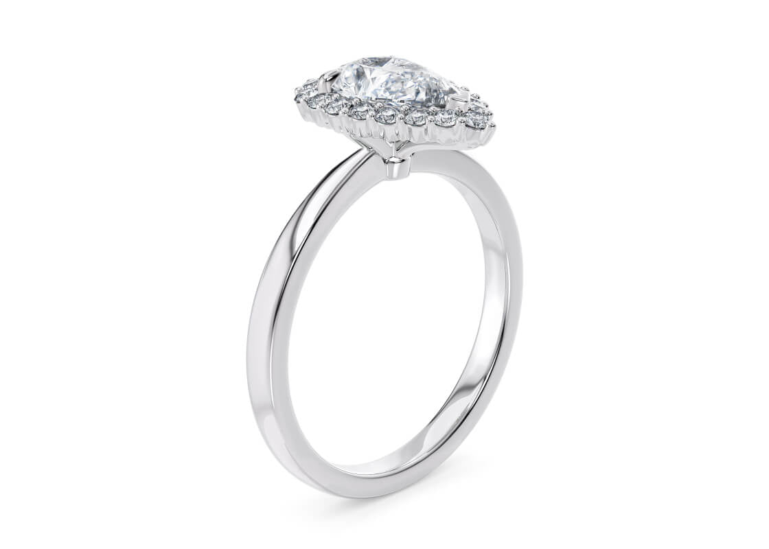 Esther Halo Platinum Pear Engagement Ring