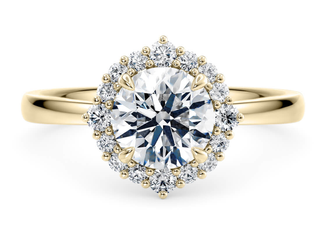 Esther Halo Yellow Gold 18k Round Engagement Ring