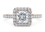 Aphrodite Halo Rose Gold 18k Princess Engagement Ring