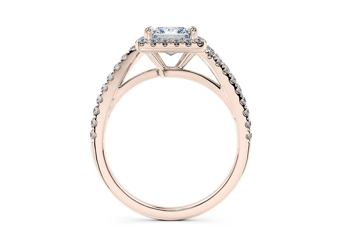 Kew Halo Rose Gold 18k Princess Engagement Ring