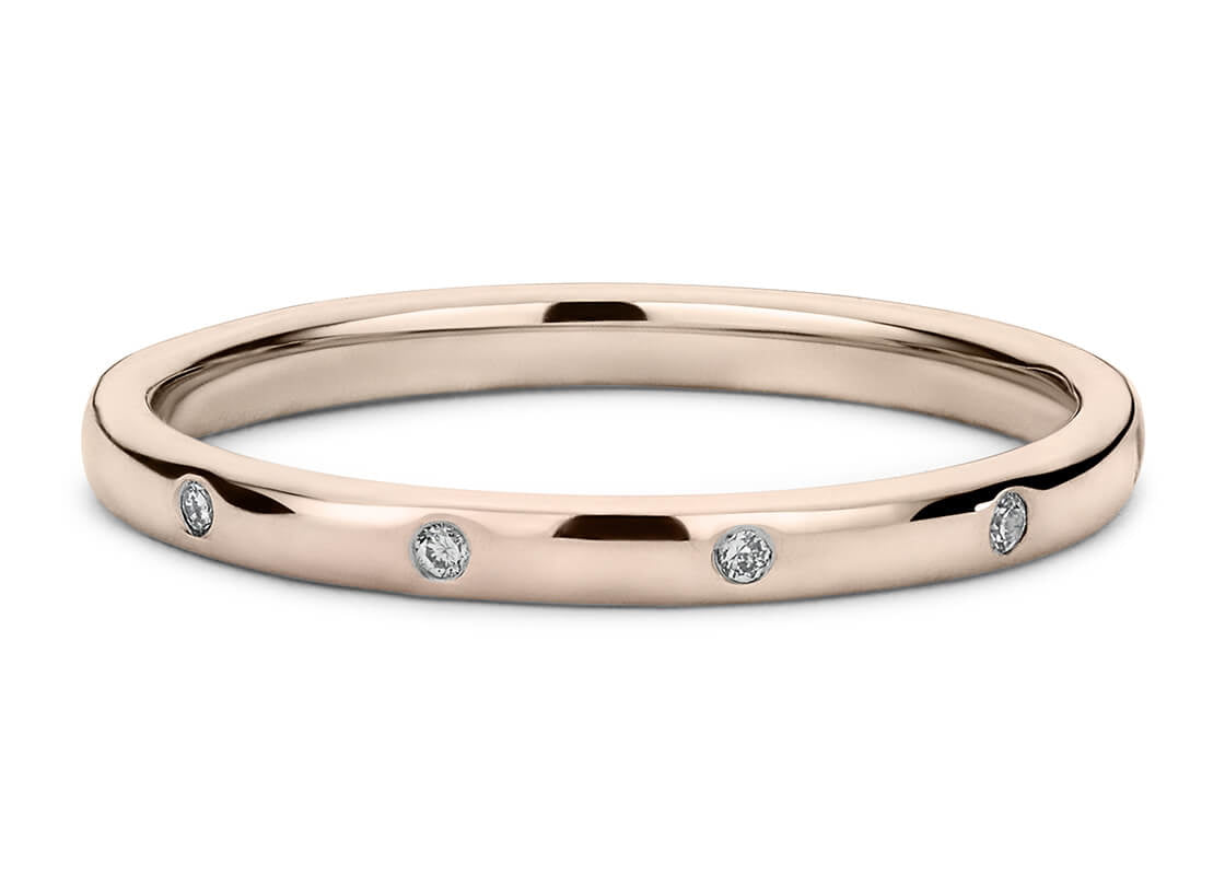 5 stones Rose Gold 18k Wedding Band