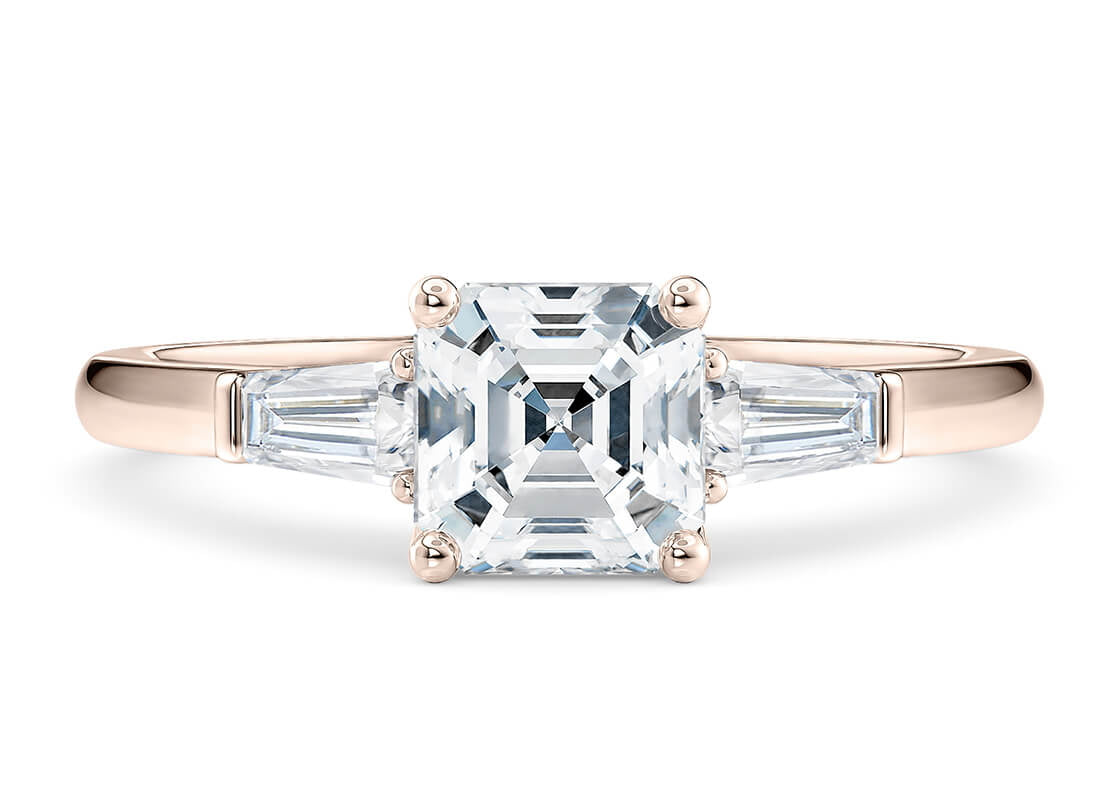 Alexandria Trilogy Rose Gold 18k Asscher Engagement Ring