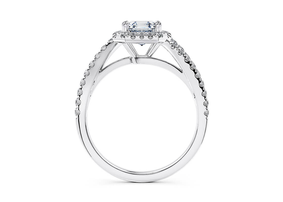 Kew Halo Platinum Asscher Engagement Ring