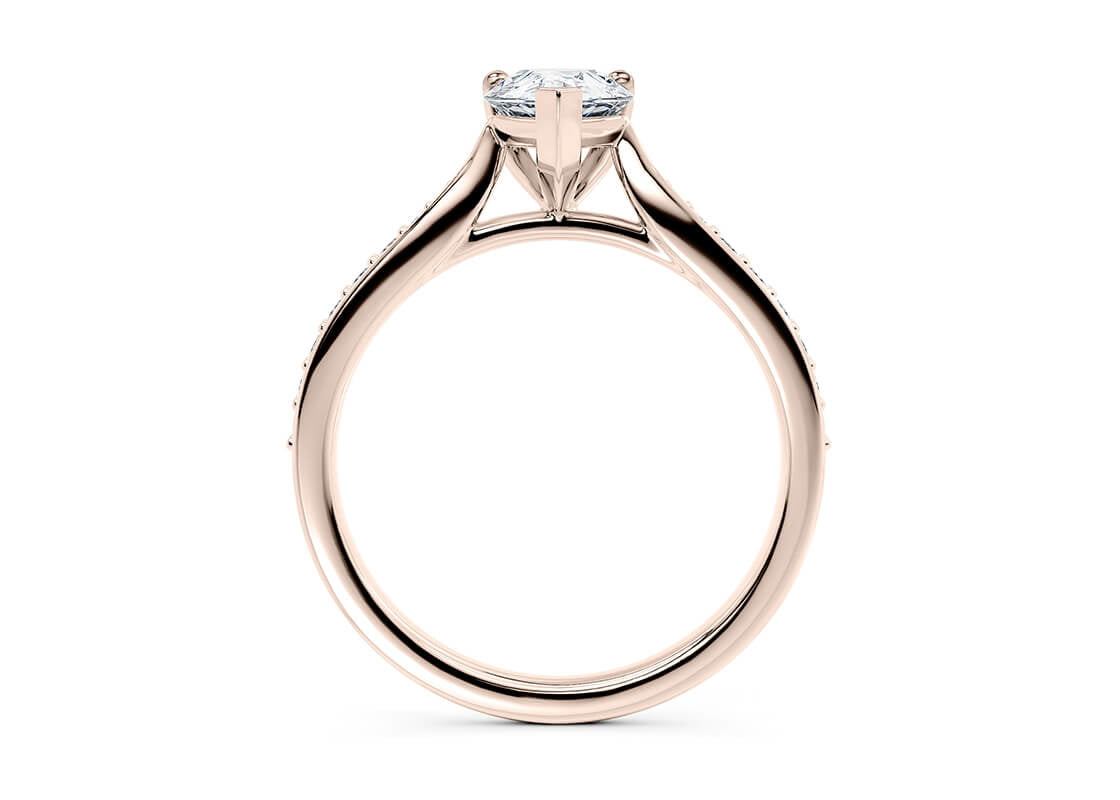 Victoria Diamond Band Rose Gold 18k Pear Engagement Ring