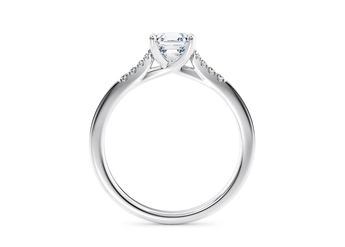 Thea Diamond Band Platinum Asscher Engagement Ring