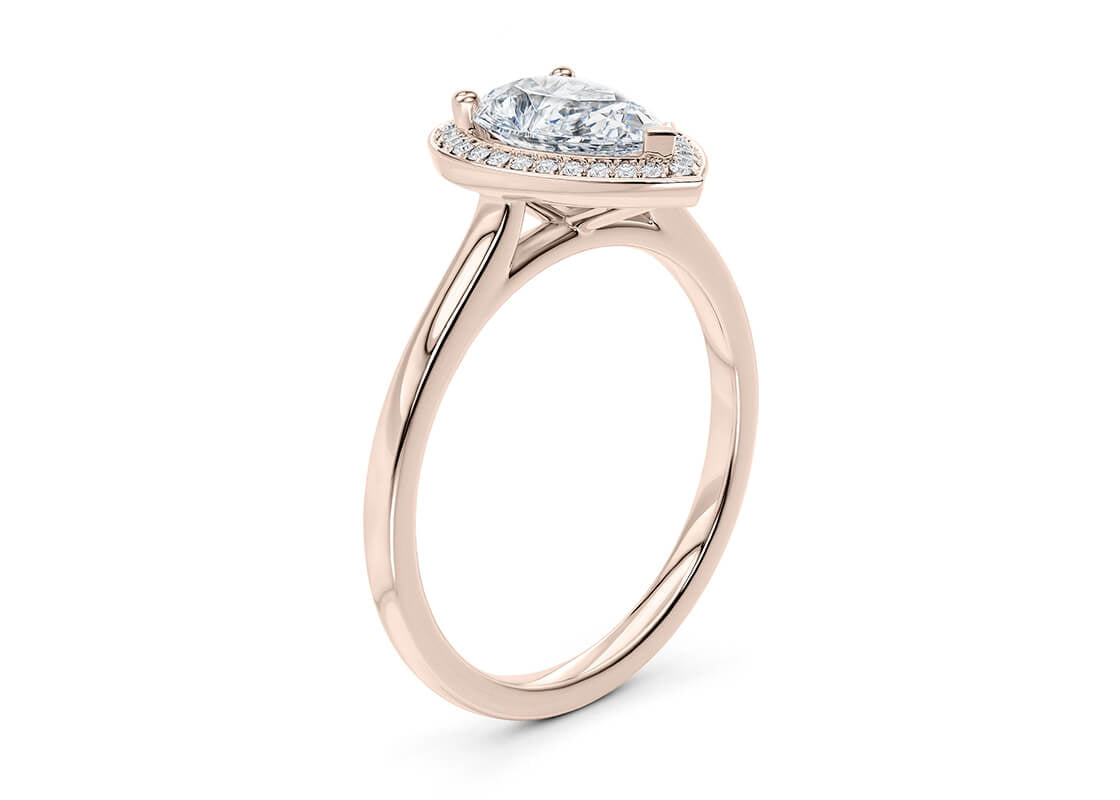 Minerva Halo Rose Gold 18k Pear Engagement Ring