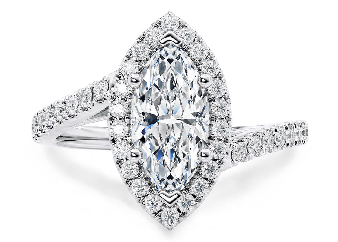 Kew Halo Platinum Marquise Engagement Ring