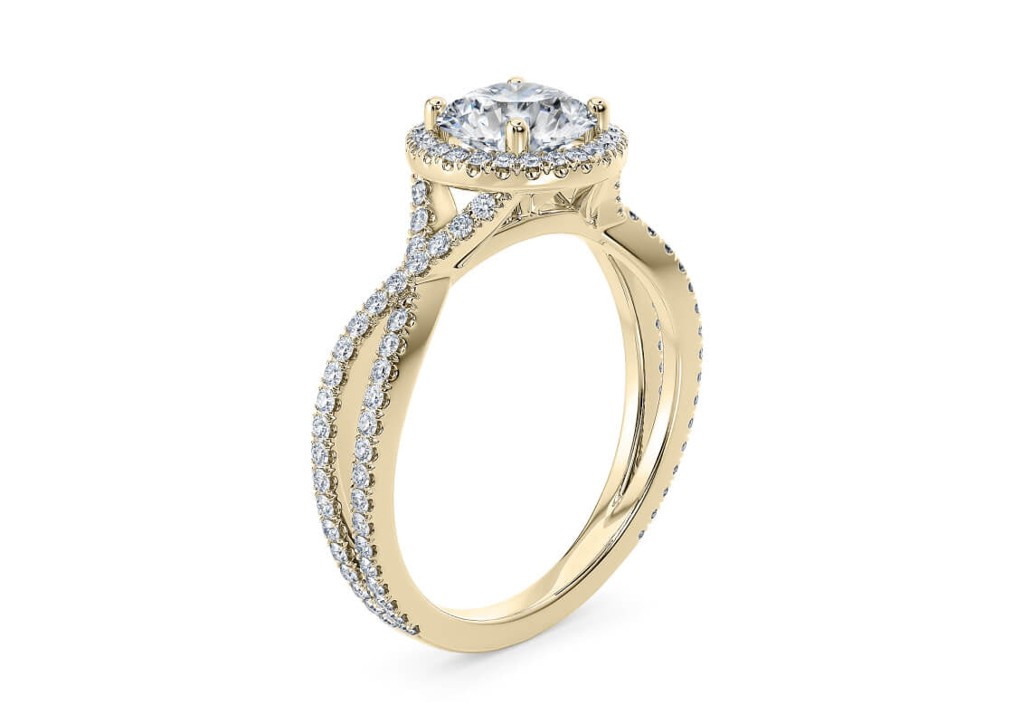Bellatrix Halo Yellow Gold 18k Round Engagement Ring