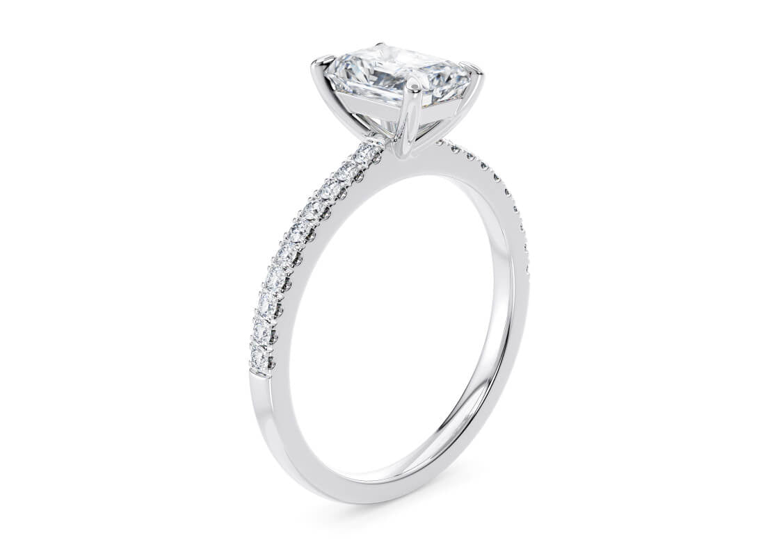 Aria Diamond Band Platinum Radiant Engagement Ring