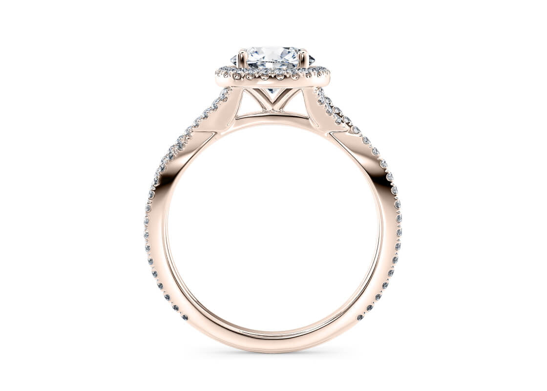 Bellatrix Halo Rose Gold 18k Round Engagement Ring
