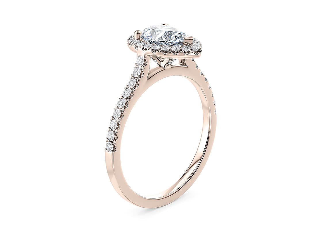 Aphrodite Halo Rose Gold 18k Pear Engagement Ring