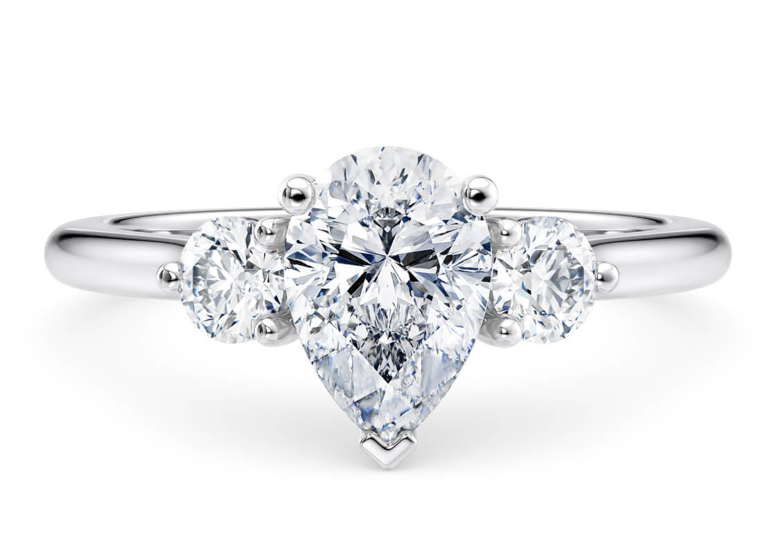 Valencia Trilogy Platinum Pear Engagement Ring