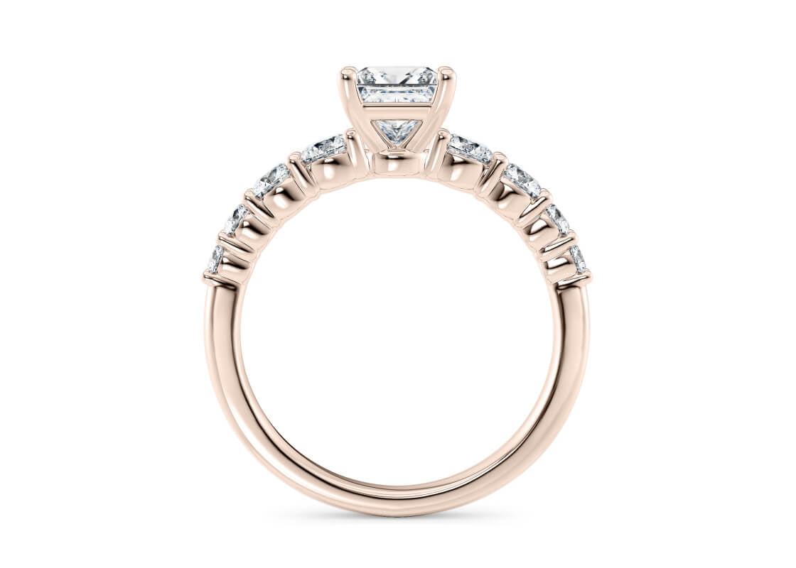 Lyra Diamond Band Rose Gold 18k Princess Engagement Ring