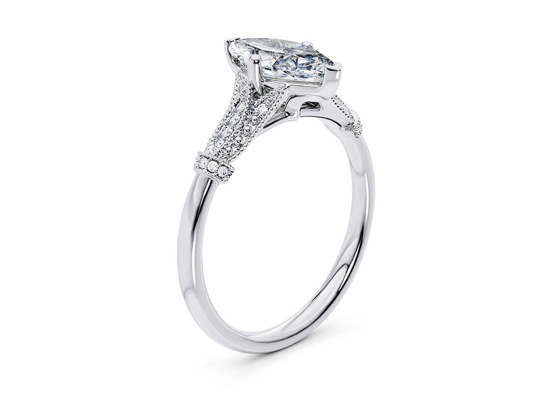 Jasmine Vintage Platinum Marquise Engagement Ring