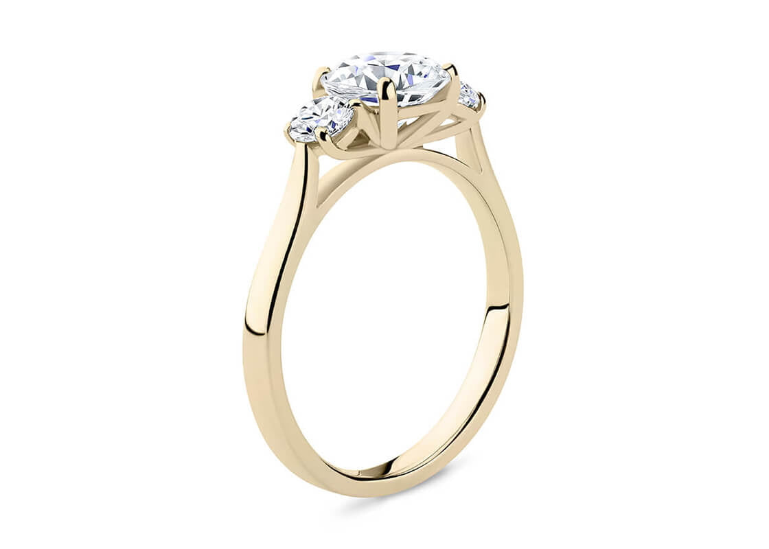 Roma Trilogy Yellow Gold 18k Cushion Engagement Ring
