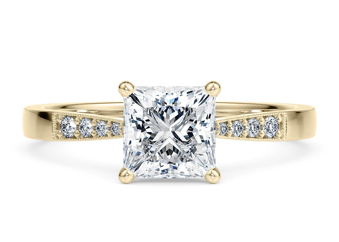 Delicacy Vintage Yellow Gold 18k Princess Engagement Ring