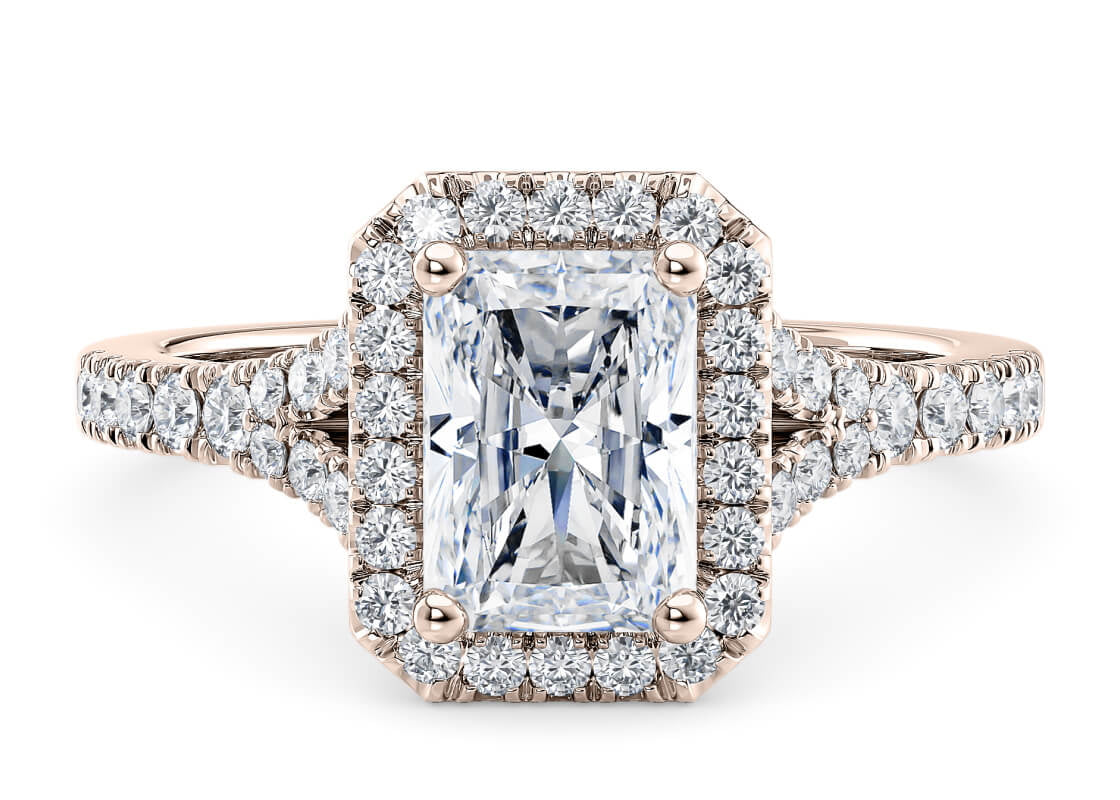 Battersea Halo Rose Gold 18k Radiant Engagement Ring
