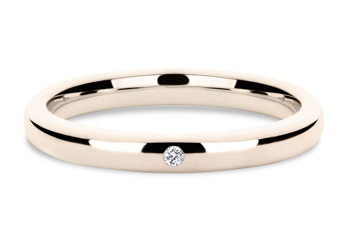1 Stone Rose Gold 18k Wedding Band