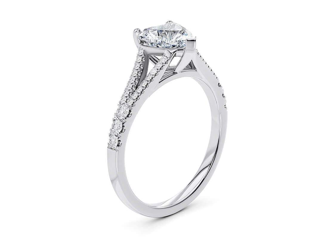 Oxford Diamond Band Platinum Heart Engagement Ring