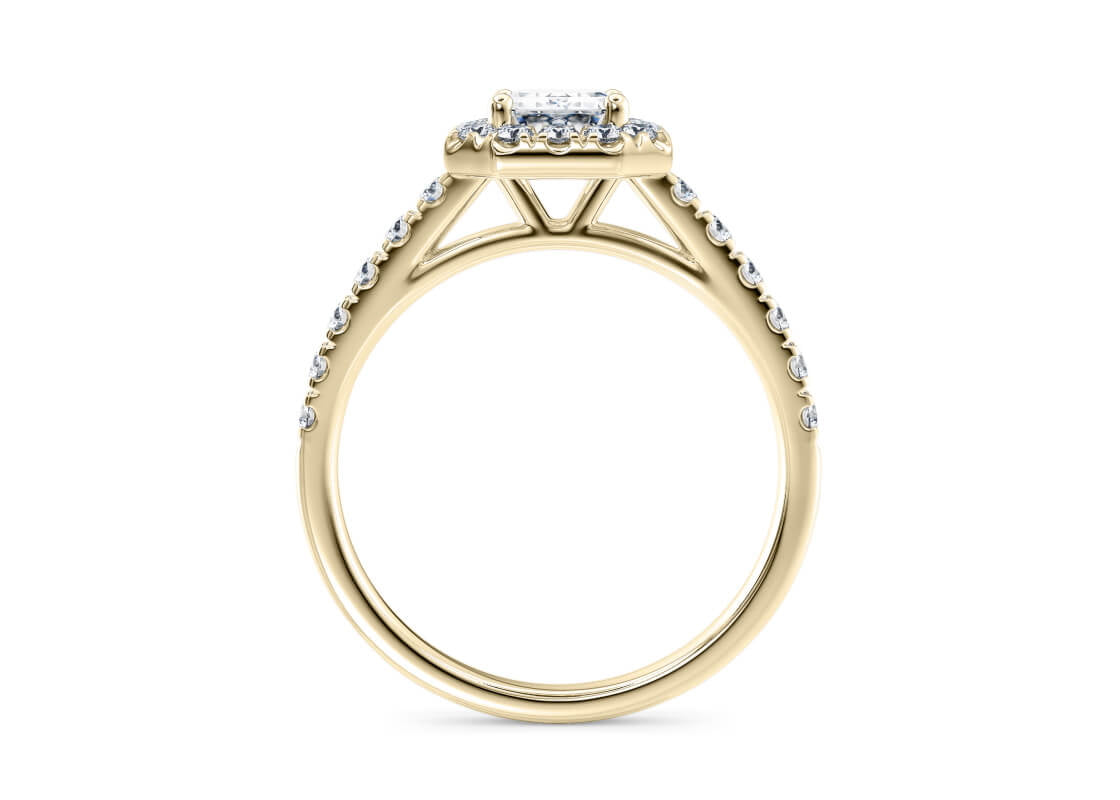 Medici Halo Yellow Gold 18k Emerald Engagement Ring