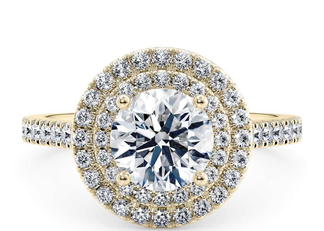 Empress Halo Yellow Gold 18k Round Engagement Ring