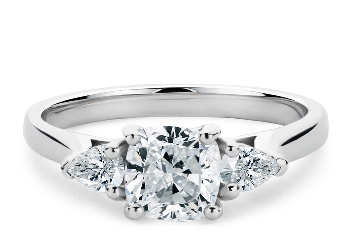 Barcelona Trilogy Platinum Cushion Engagement Ring
