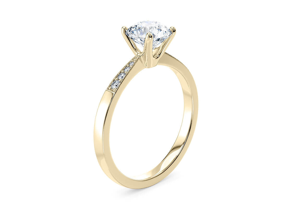 Delicacy Vintage Yellow Gold 18k Round Engagement Ring