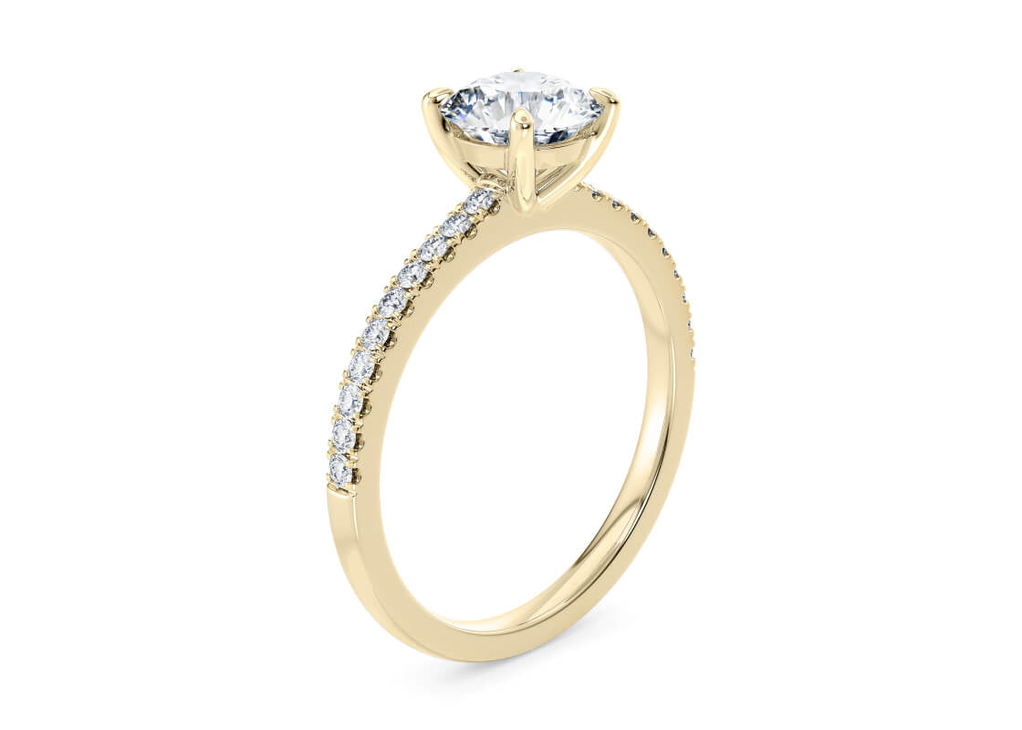 Aria Diamond Band Yellow Gold 18k Round Engagement Ring
