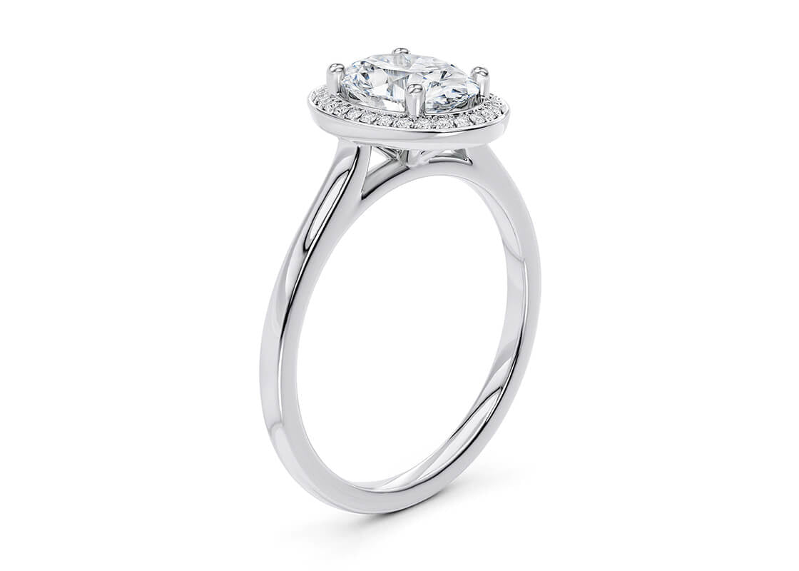 Minerva Halo Platinum Oval Engagement Ring