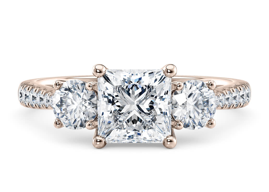 Lisbon Trilogy Rose Gold 18k Princess Engagement Ring